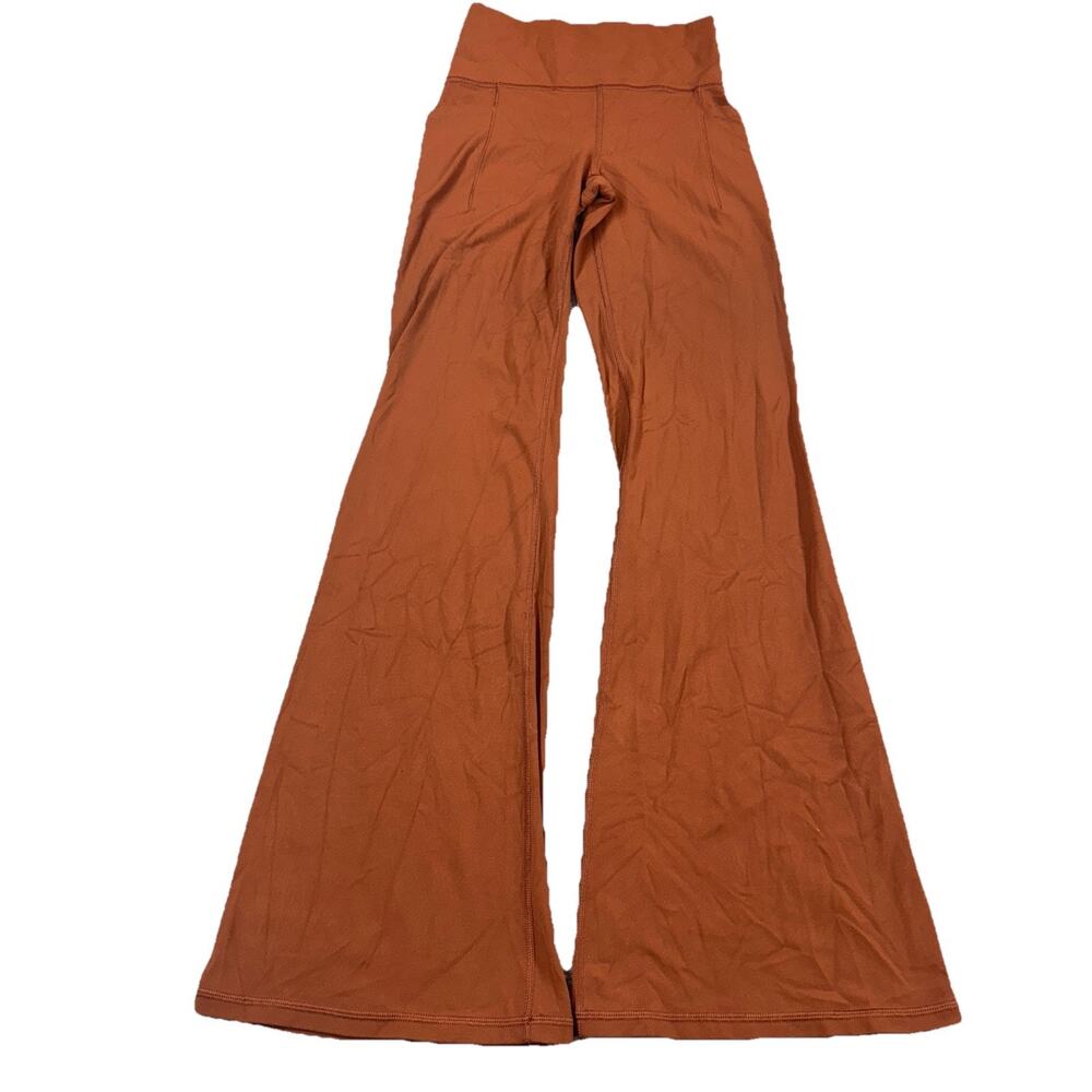 Athleta Salutation Stash Flare Pant XS Brown Truffle High Rise Yoga 31”